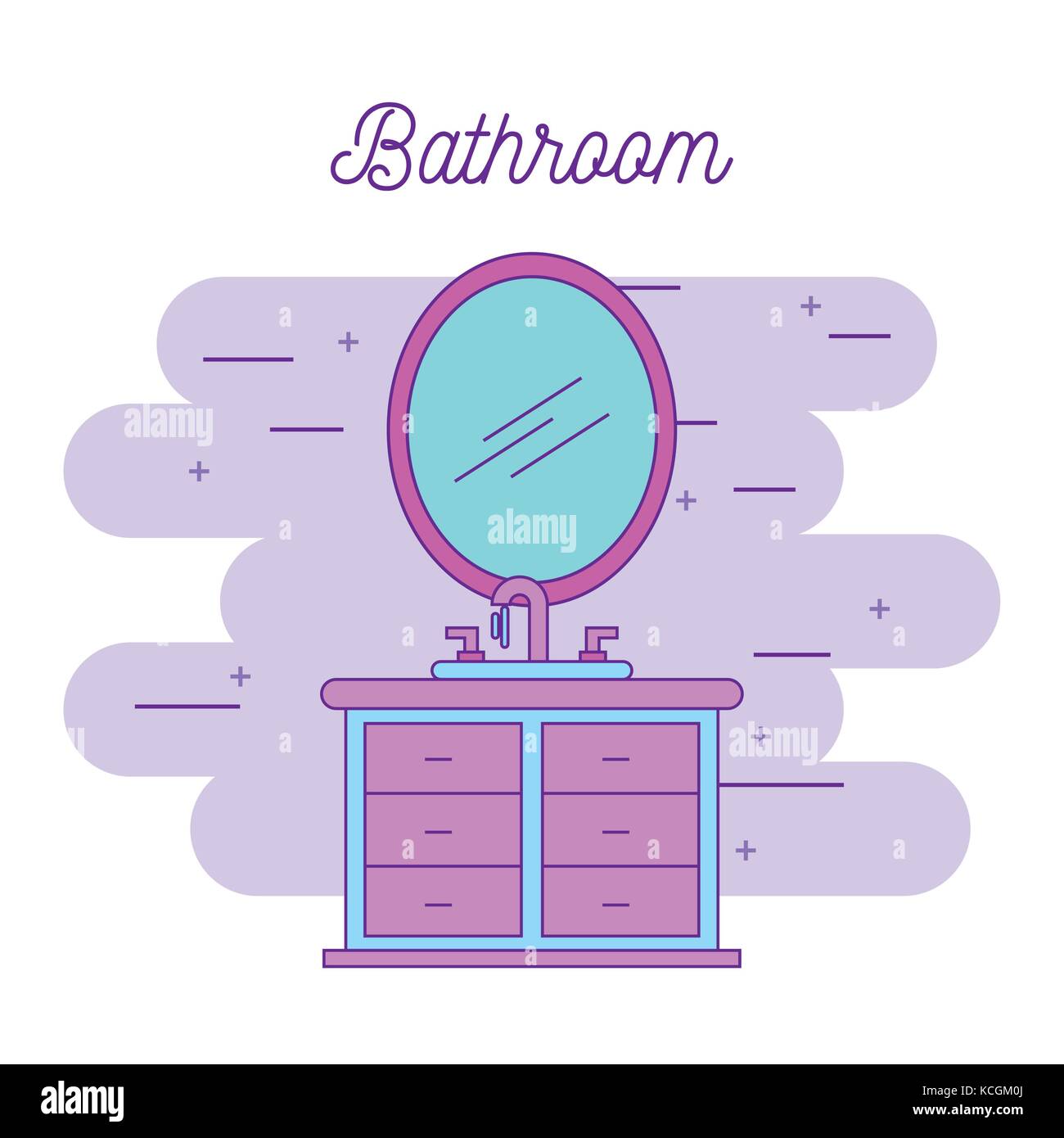 bathroom pair sink and mirror cabinet furniture Stock Vector Image ...