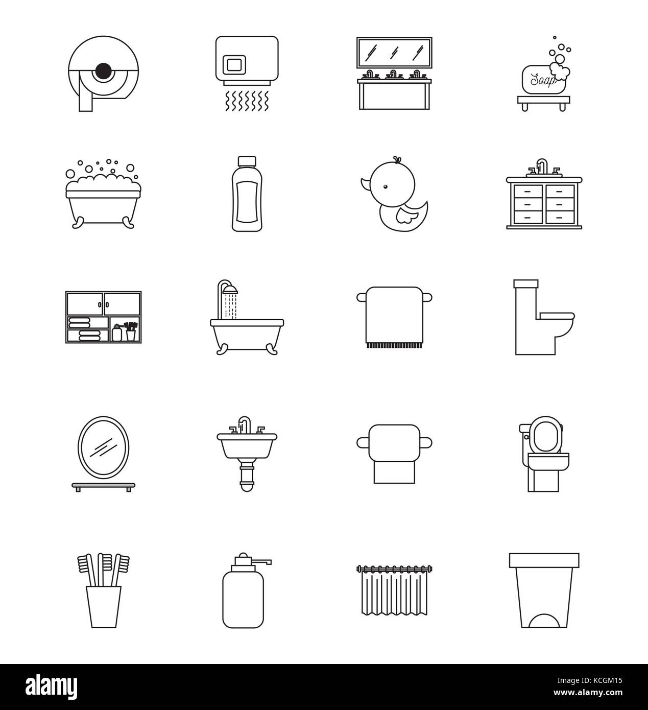 bathroom set of icons equipment elements concept Stock Vector Image ...