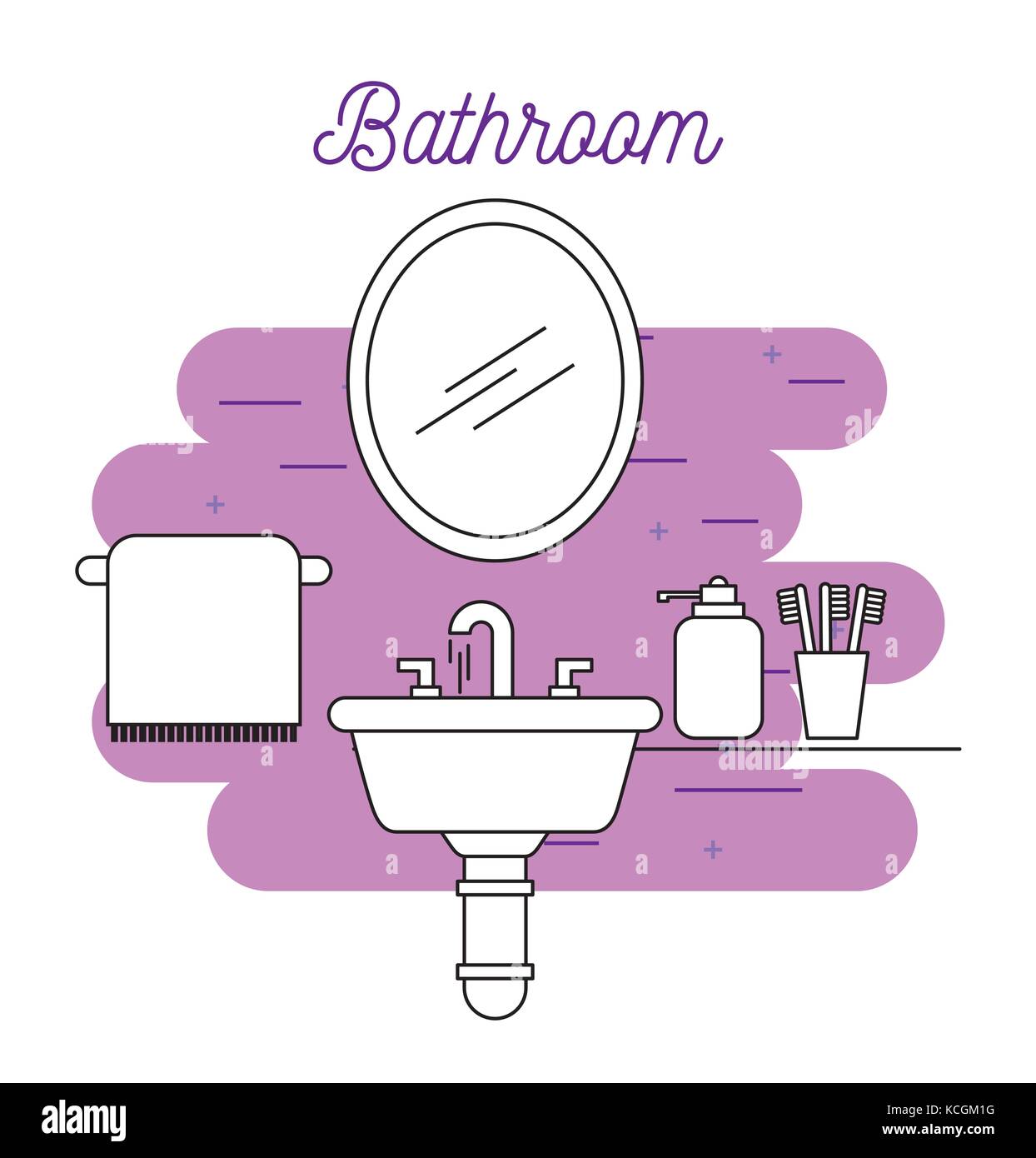 bathroom sink towel mirror soap and toothbrush Stock Vector Image & Art ...