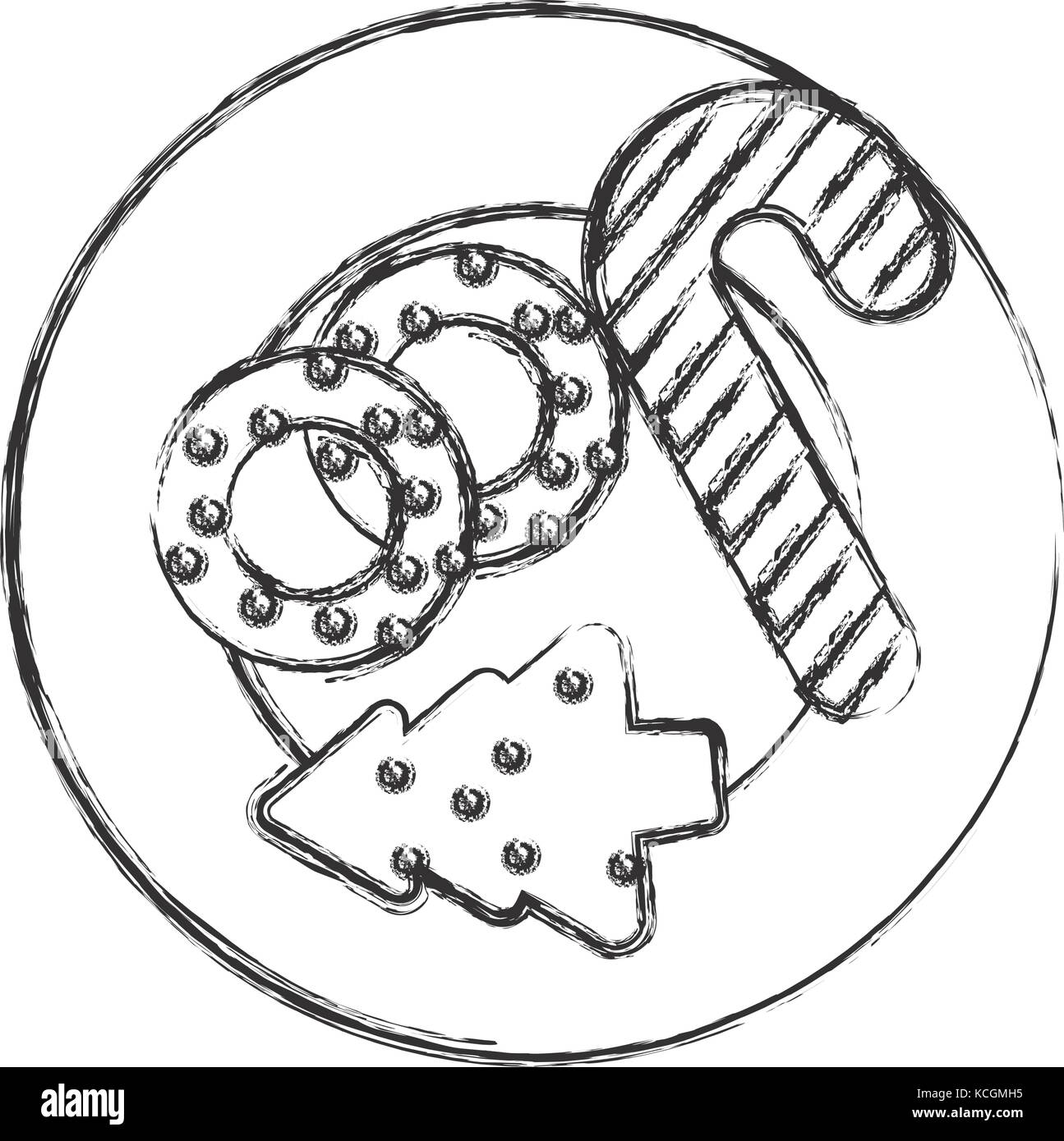 plate of christmas cookies clipart black and white