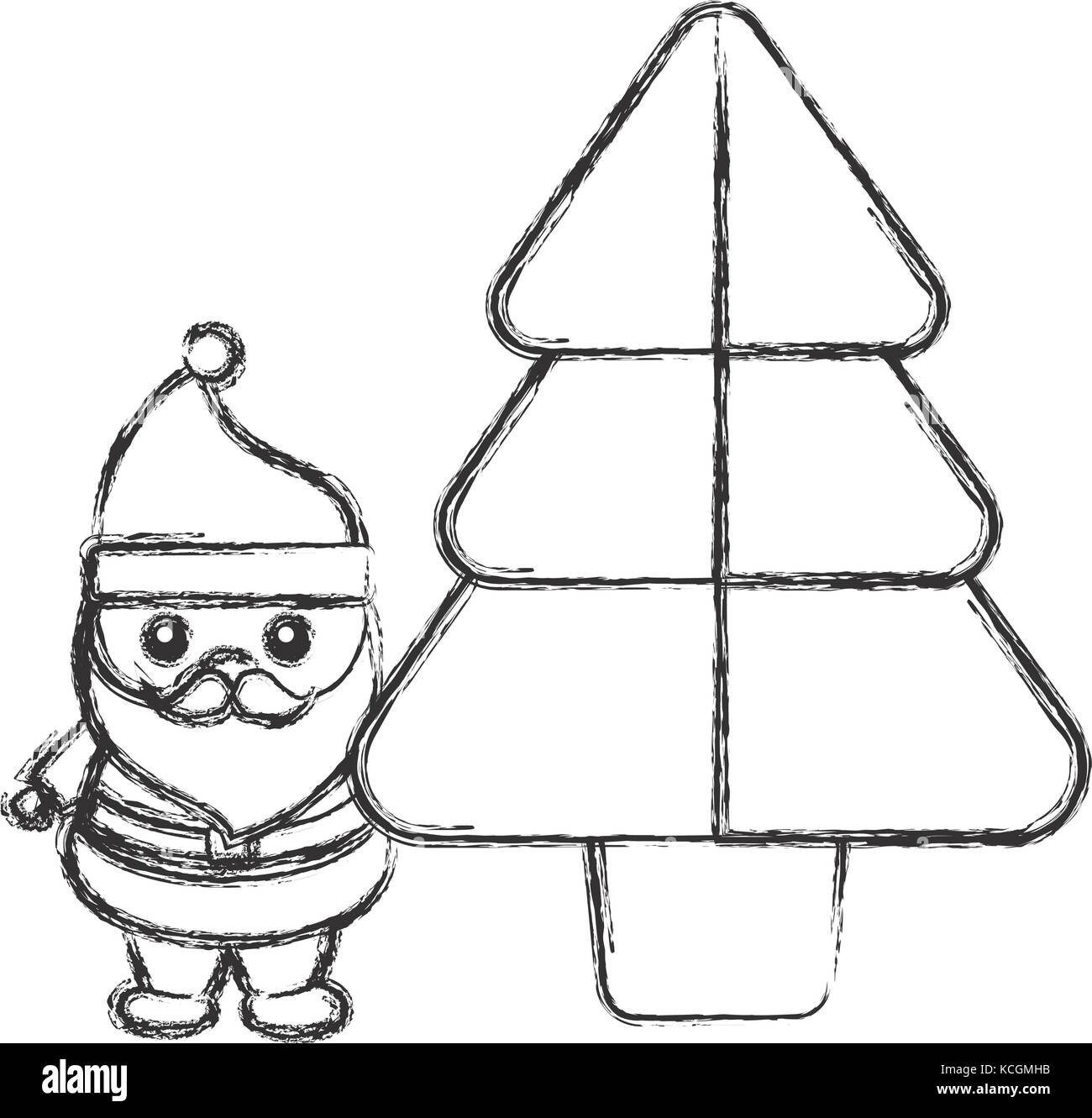 christmas tree and santa claus icon over white background vector ...