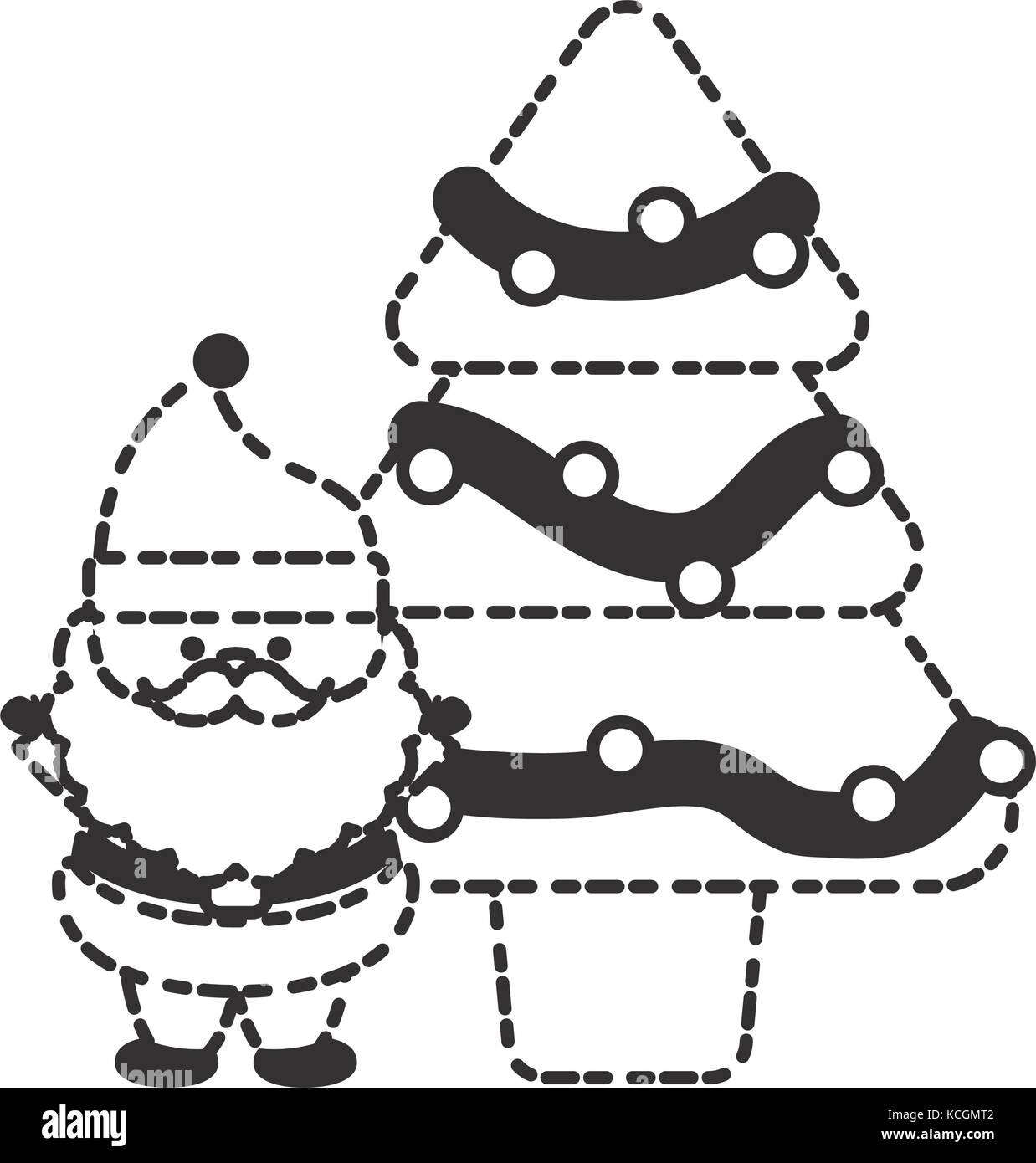 christmas tree and santa claus icon over white background vector ...