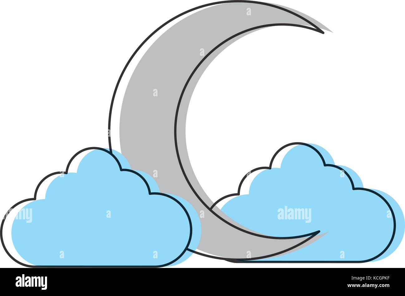 moon and clouds icon over white background vector illustration Stock ...