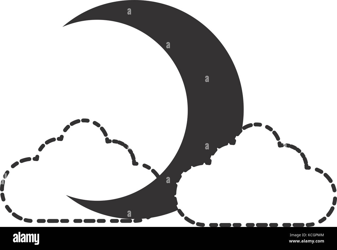 moon and clouds icon over white background vector illustration Stock ...