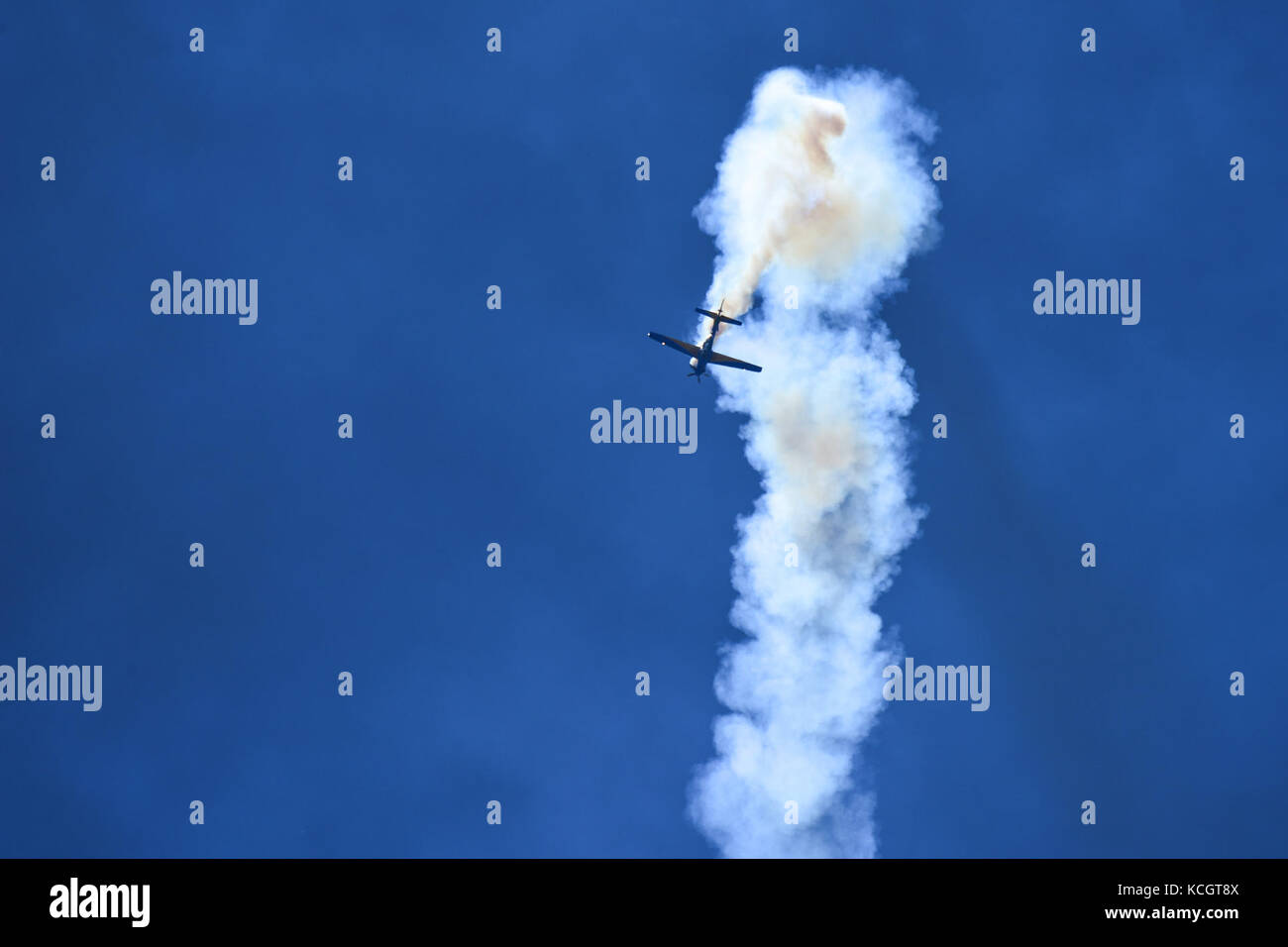 The Brazilian Air Force’s Smoke Squadron participates in Feria Aeronautica Internacional—Colombia 2017 at José María Córdova International Airport in Rionegro, Colombia, July 13, 2017. The United States Air Force is participating in the four-day air show with two South Carolina Air National Guard F-16s as static displays, plus static displays of a KC-135, KC-10, along with an F-16 aerial demonstration by the Air Combat Command’s Viper East Demo Team.United States military participation in the air show provides an opportunity to strengthen our military-to-military relationships with regional pa Stock Photo