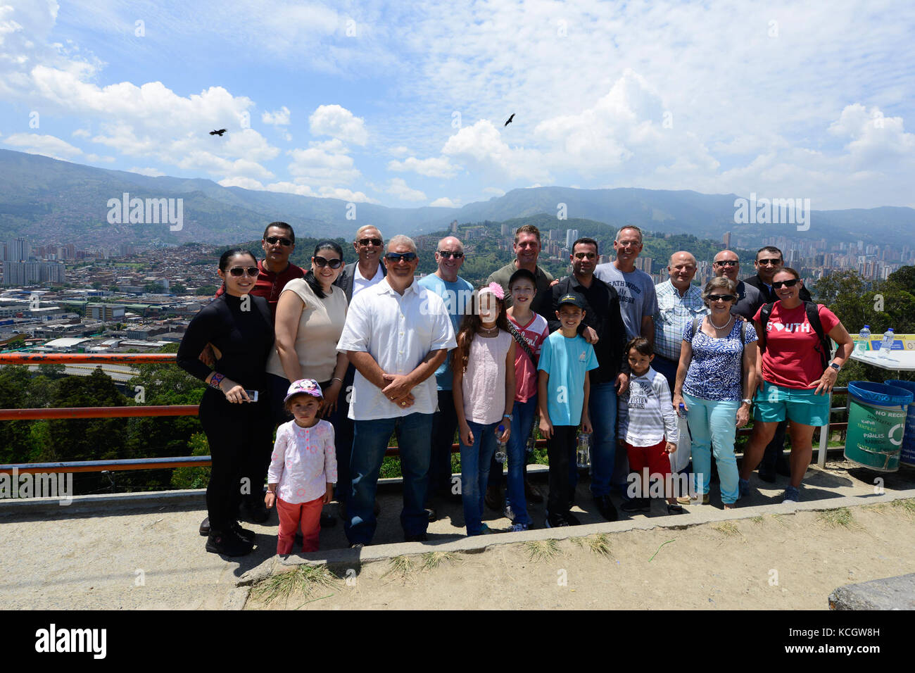 Leaders from the South Carolina National Guard visit Pueblito Paisa is a mock Antioquian village situated atop Cerro Nutibara in Medellin, Colombia, During a culture visit July 16, 2017. Stock Photo