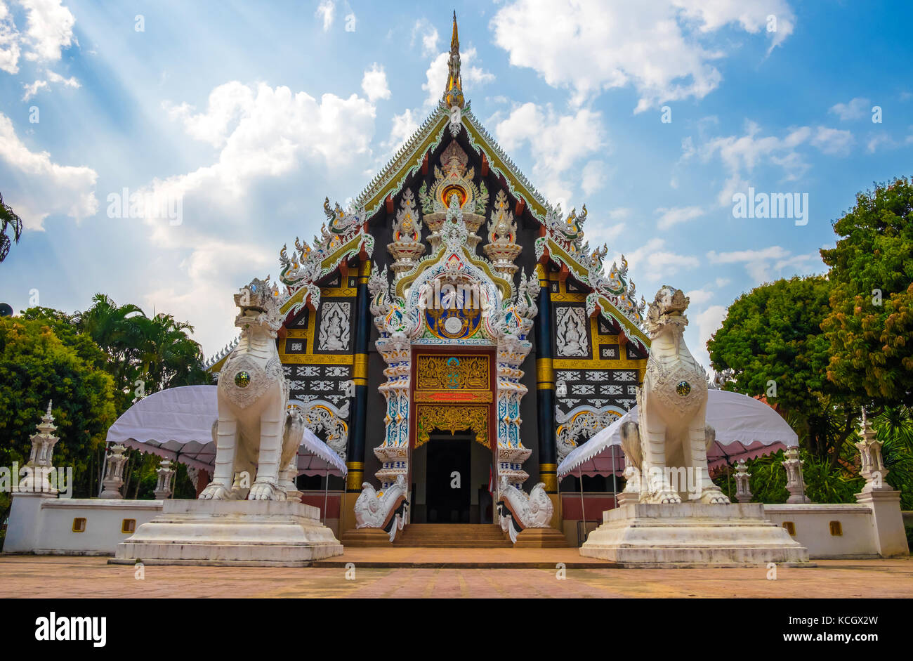 Wat phra jao prom maharaj Temple (watpamaidang) in chiangmai, Thailand. Stock Photo