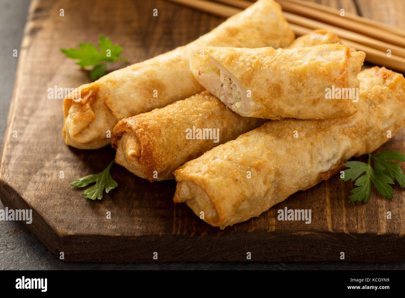 Egg rolls with cabbage and chicken Stock Photo Alamy