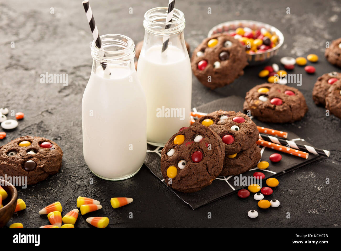 Chocolate monster cookies homemade treats for Halloween Stock Photo Alamy