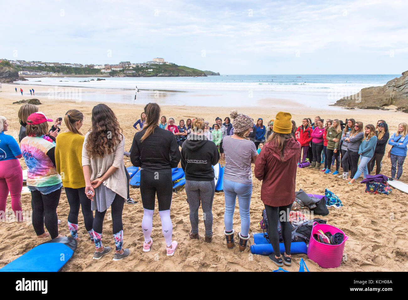 Surf Betty’s Festival - a festival held in Newquay empowering and inspiring women through surfing and fitness. Cornwall. Stock Photo