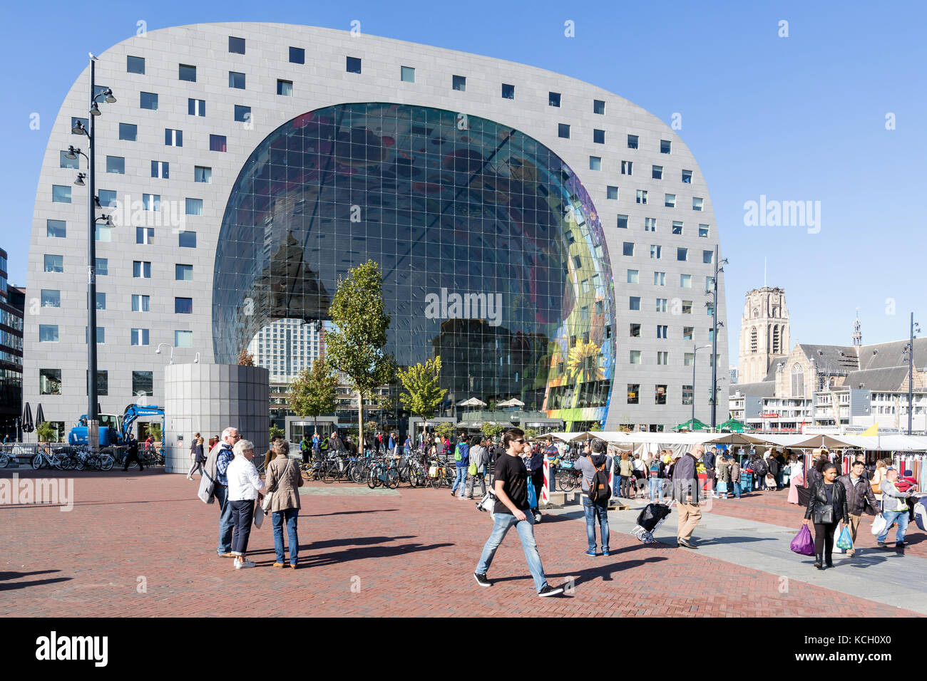 The Markthal (Market Hall), a residential and office building with a market hall underneath, located in Rotterdam, Netherlands Stock Photo