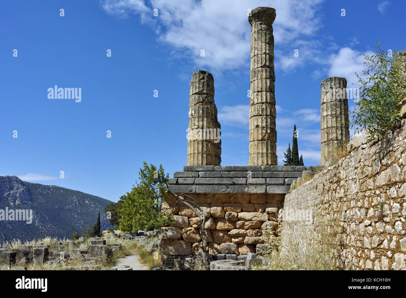The Temple of Apollo in Ancient Greek archaeological site of Delphi ...