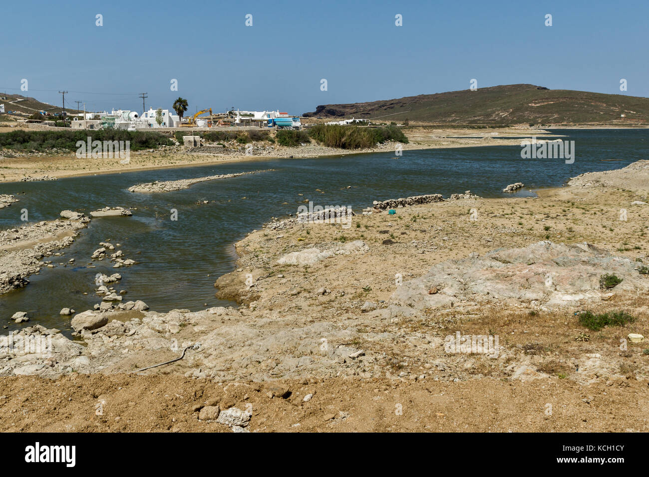 Panoramic View Of Lake Of Marathi Mykonos Island Cyclades Greece