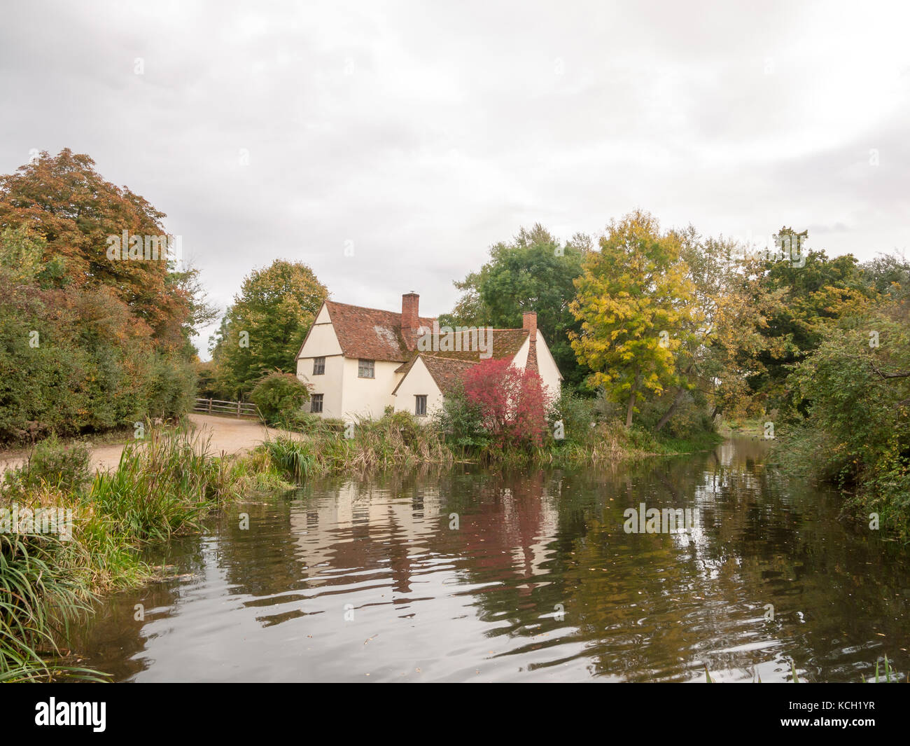 Willy Lotts Cottage In Flatford Mill During The Autumn No People Suffolk England Uk Stock