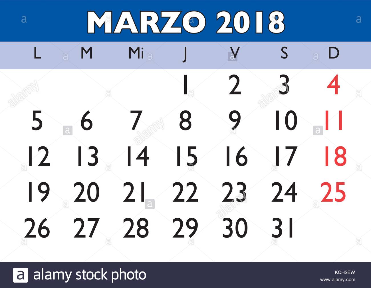 march month in a year 2018 wall calendar in spanish marzo 2018 calendario KCH2EW
