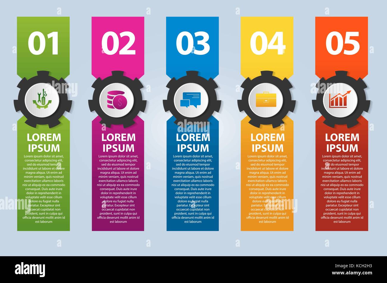 Vector illustration. Infographic template with the image of 5 ...