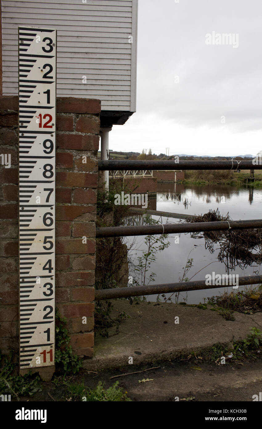 A guide to measure flood waters in Tewkesbury Stock Photo