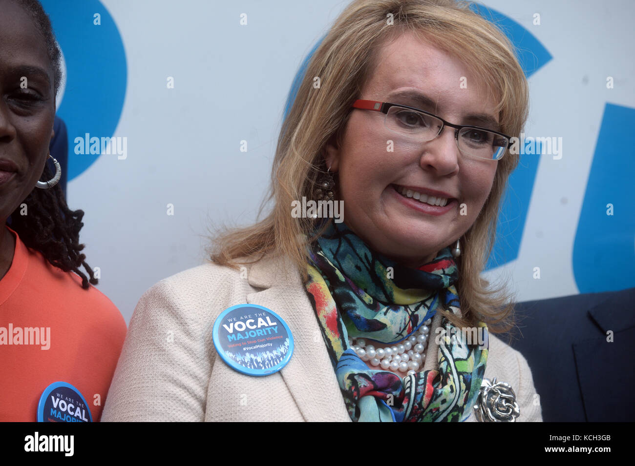 Gabby giffords visits new york as part of hires stock photography and