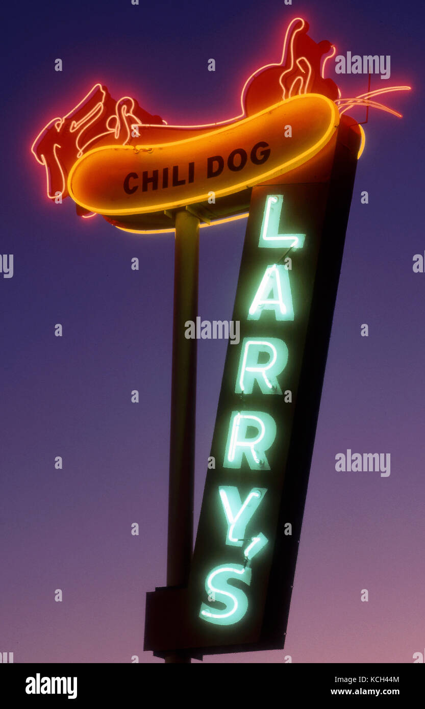 Larry's Chili Dog sign, Burbank, CA circa 1989 Stock Photo Alamy
