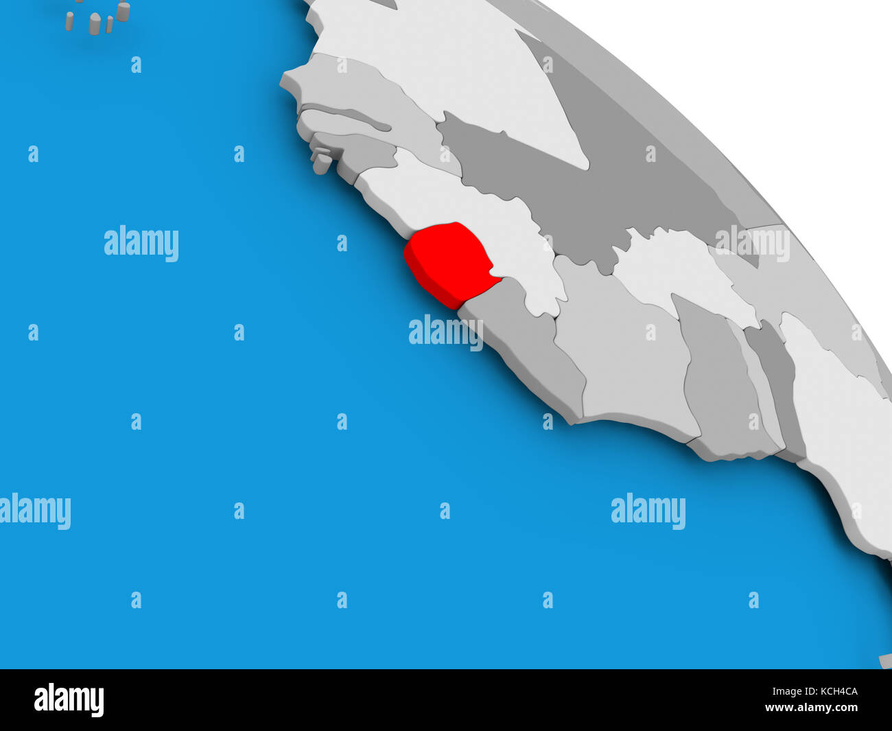 Illustration of Sierra Leone highlighted in red on globe. 3D ...