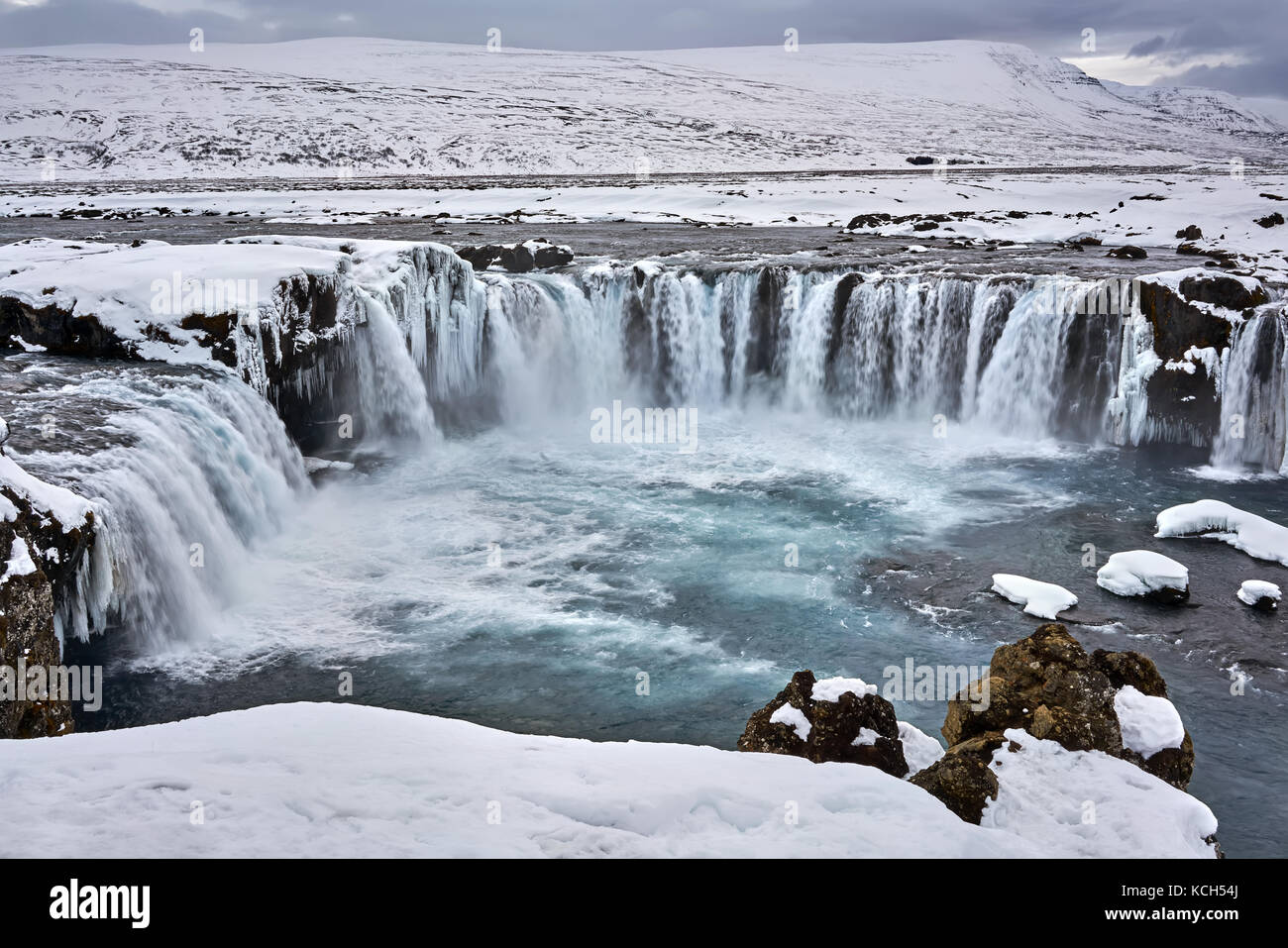 Icelandic landscape with waterfall Stock Photo