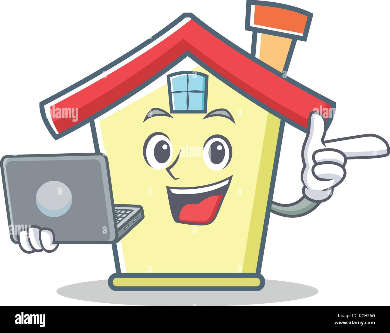 With laptop house character cartoon style Stock Vector Image & Art - Alamy