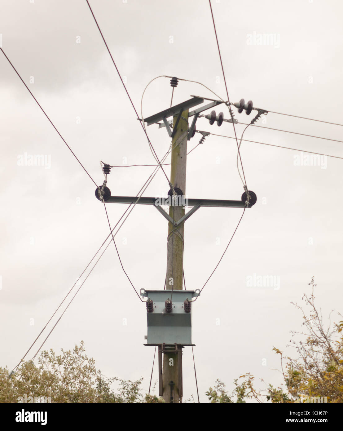 electrical cables over head power supply sky; essex; england; uk Stock