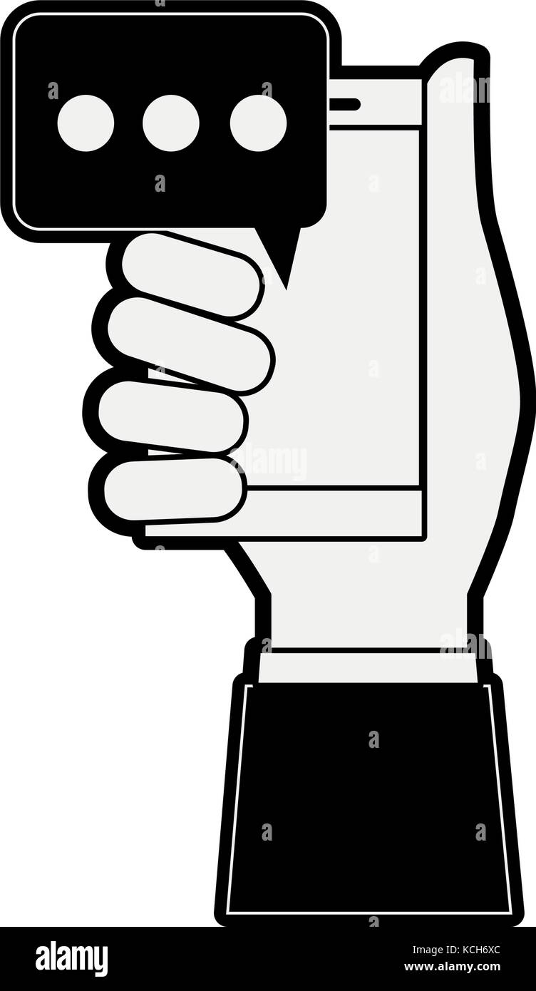 hand holding smartphone with chat bubble icon image Stock Vector Image ...