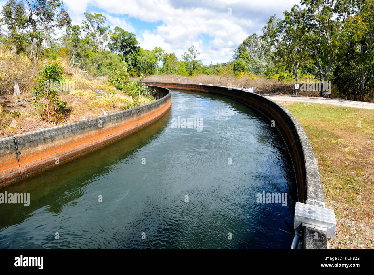 Irrigation canal from the Tinaroo Falls Dam across the Barron River, Atherton Tablelands, Far North Queensland, Australia Stock Photo
