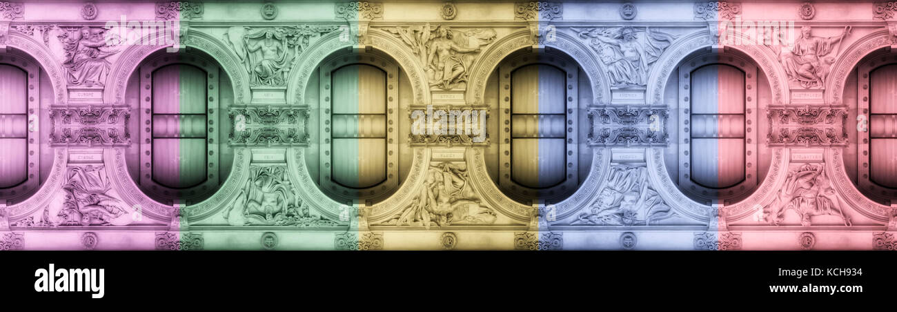 panoramic frieze made from multiple exposures at Whitehall in London ...