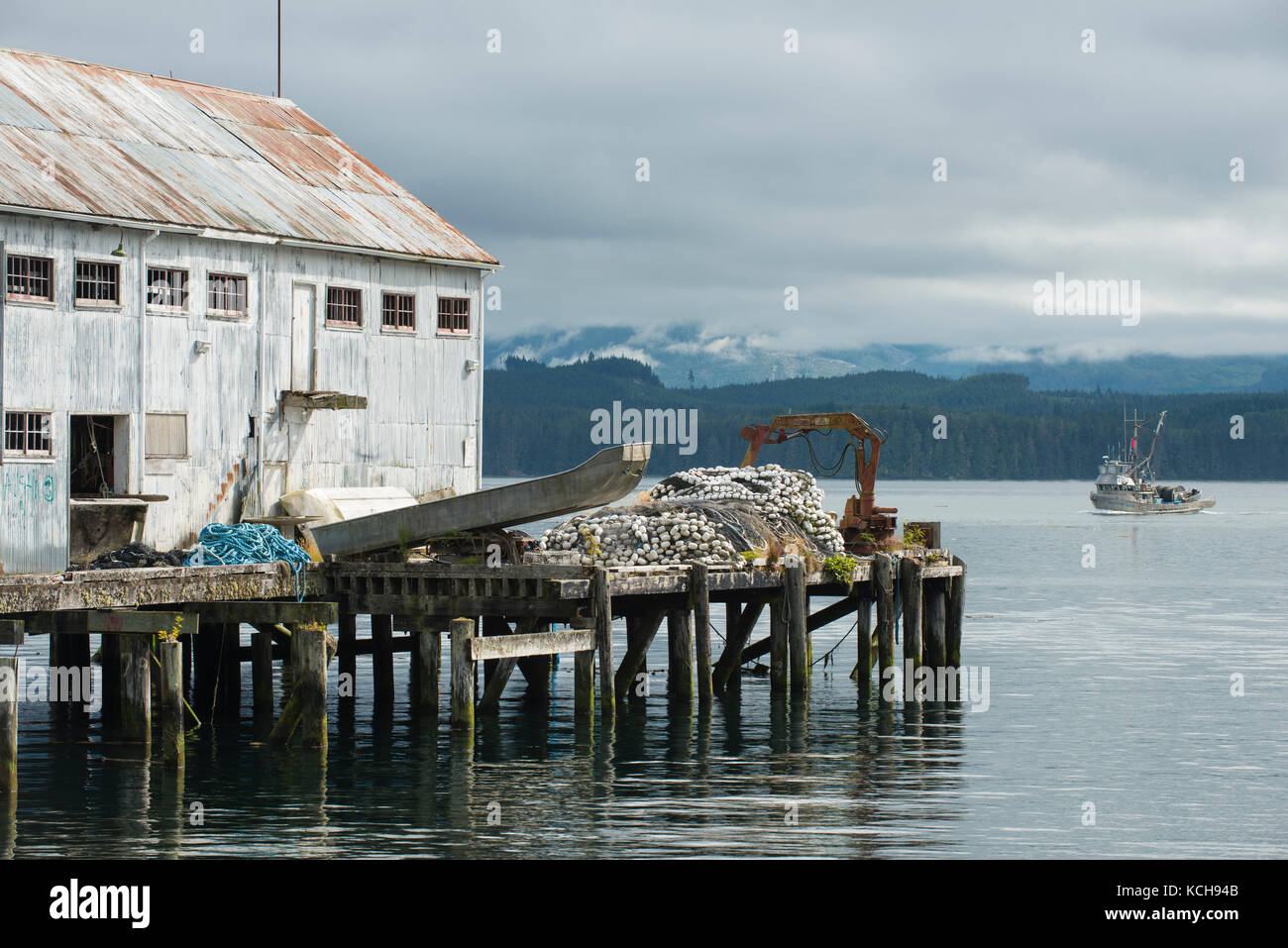 Net shed and seine boat, Alert Bay, Cormorant Island, Vancouver Island ...