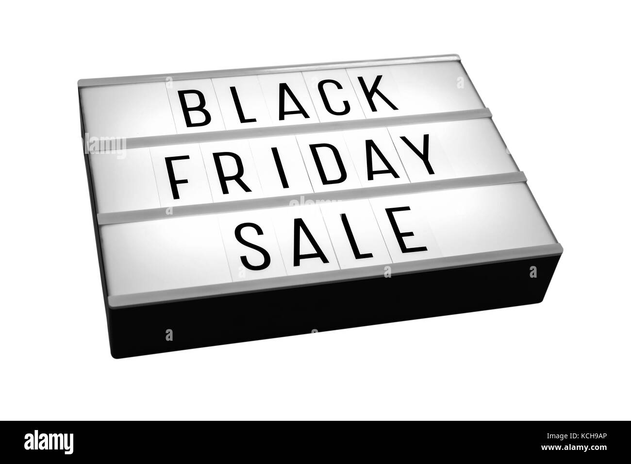 Black friday sale word on lightbox isolated on white background Stock Photo