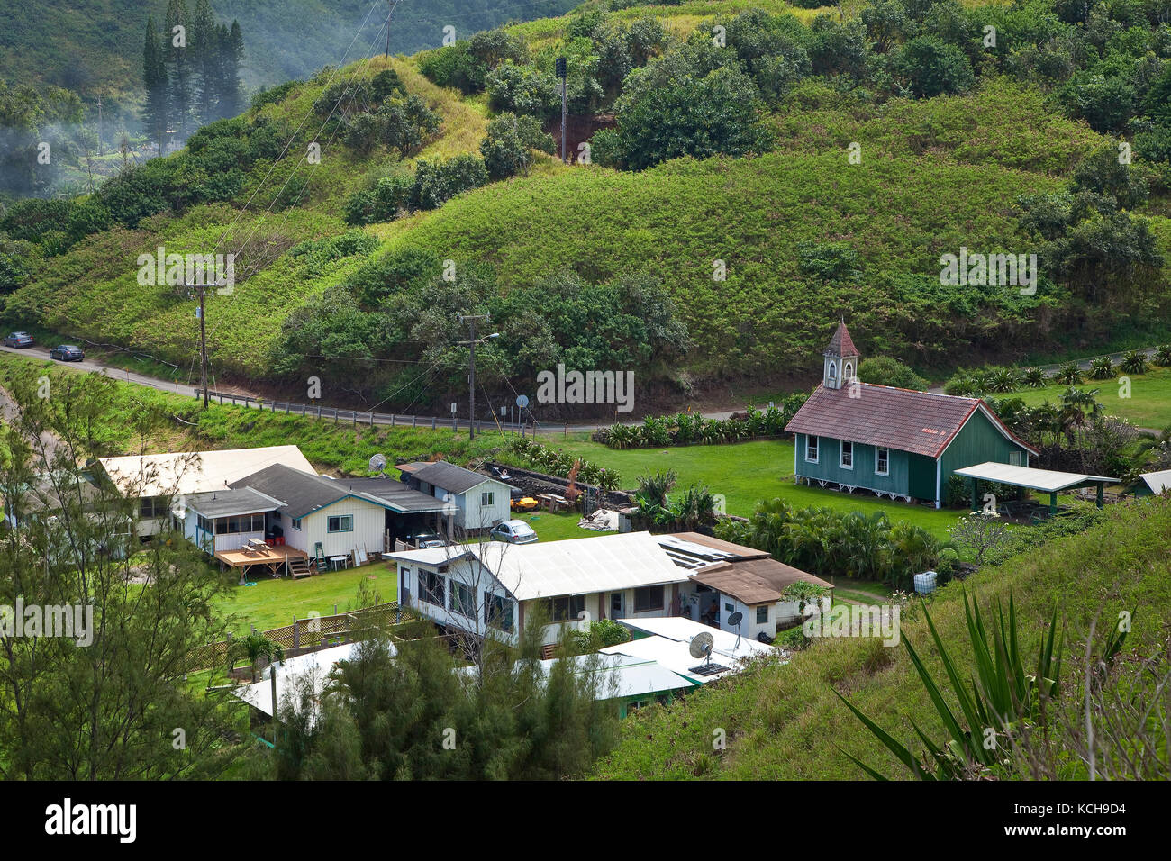Hawaiian Congregational Church in Kahakuloa, Maui, Hawaii Stock Photo