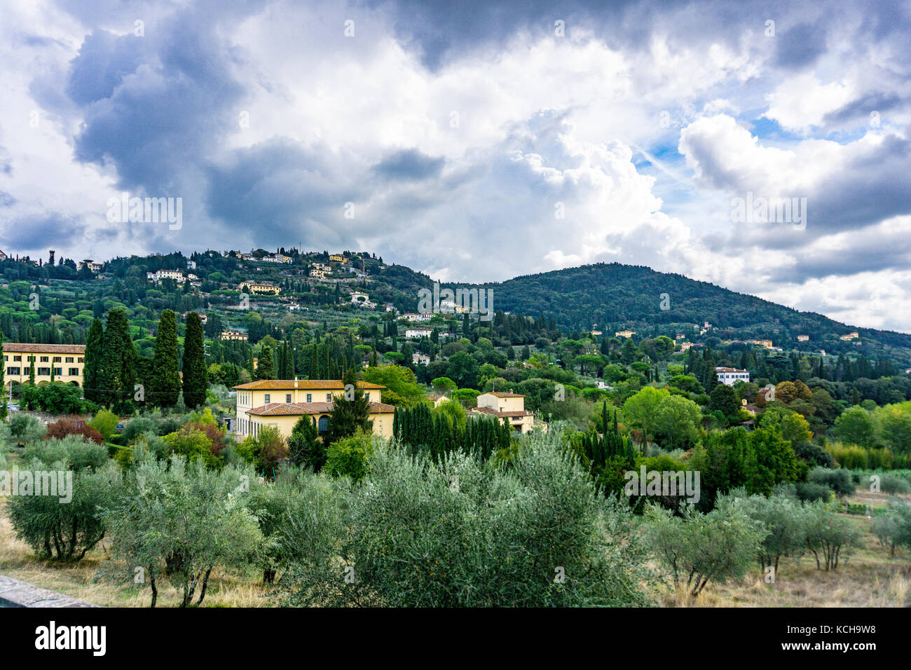 The Tuscan countryside from Fiesole Italy Stock Photo