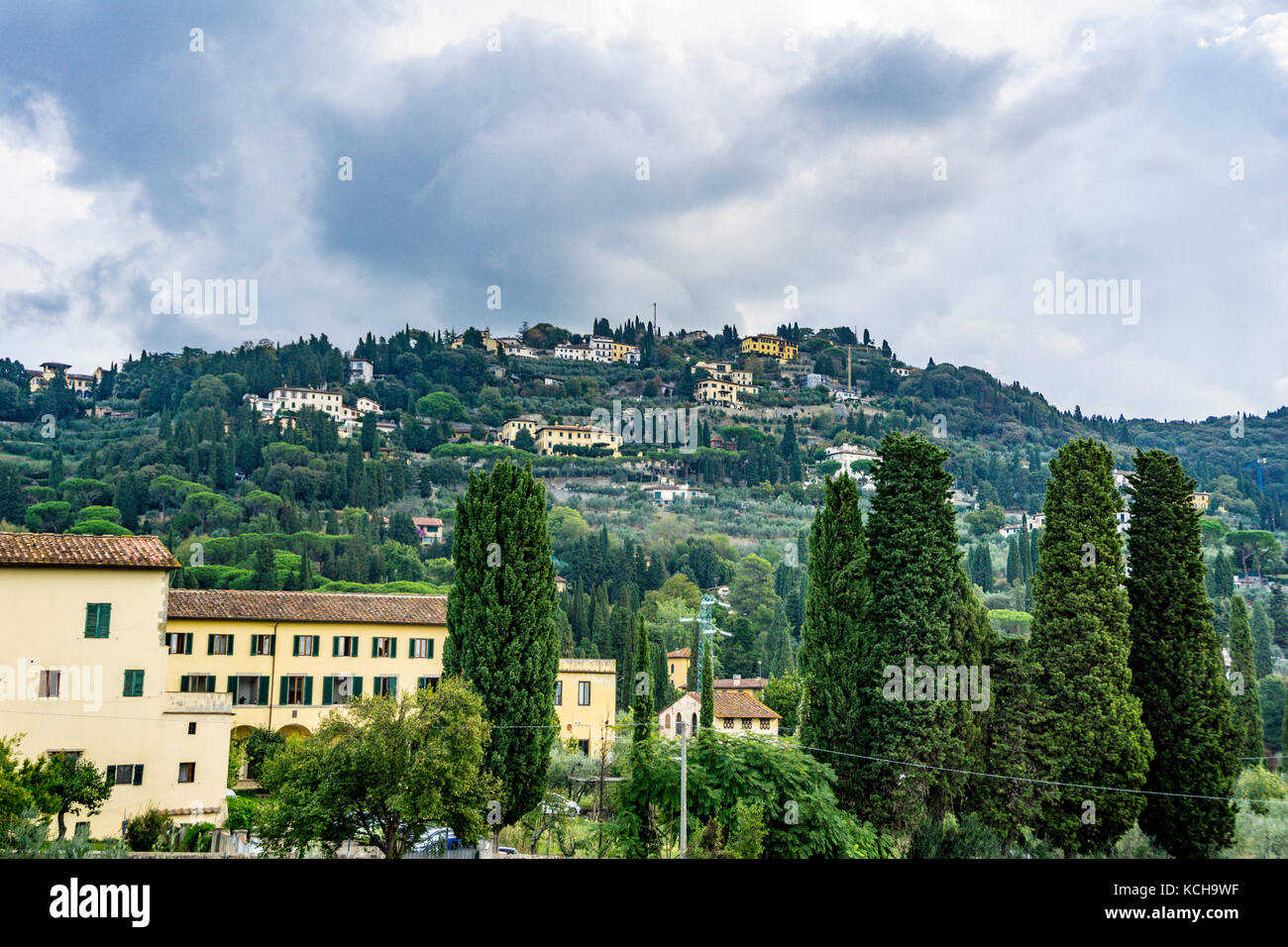 The Tuscan countryside from Fiesole Italy Stock Photo