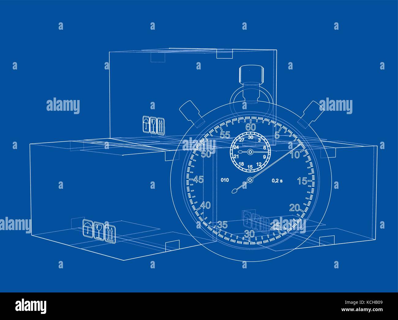 Stopwatch with cardboard box sketch. Vector Stock Vector Image & Art ...
