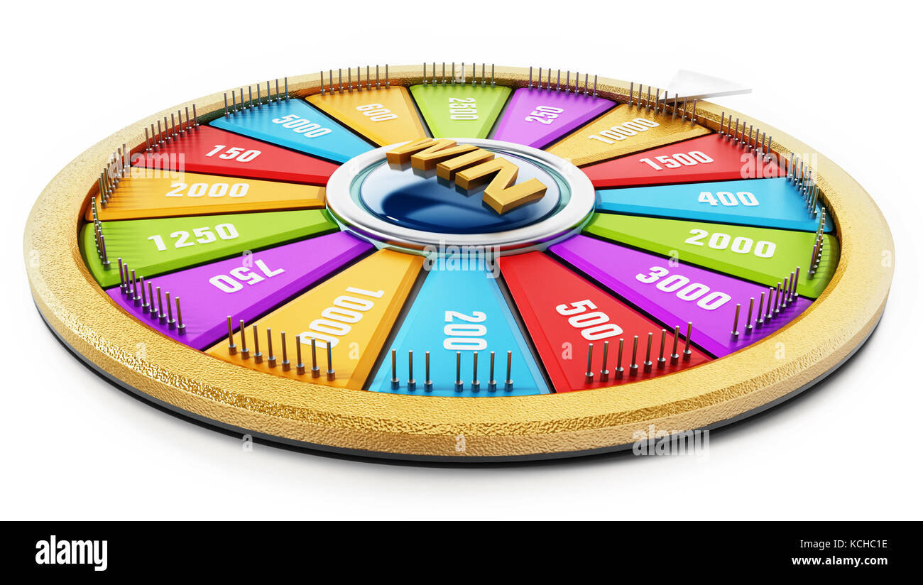 Wheel of fortune isolated on white background. 3D illustration. Stock Photo
