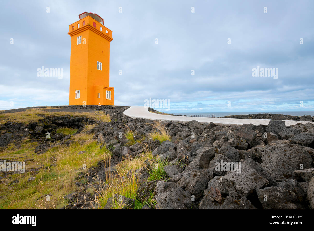 Lighthouse at Dyrholaey, near Vik, Iceland Stock Photo