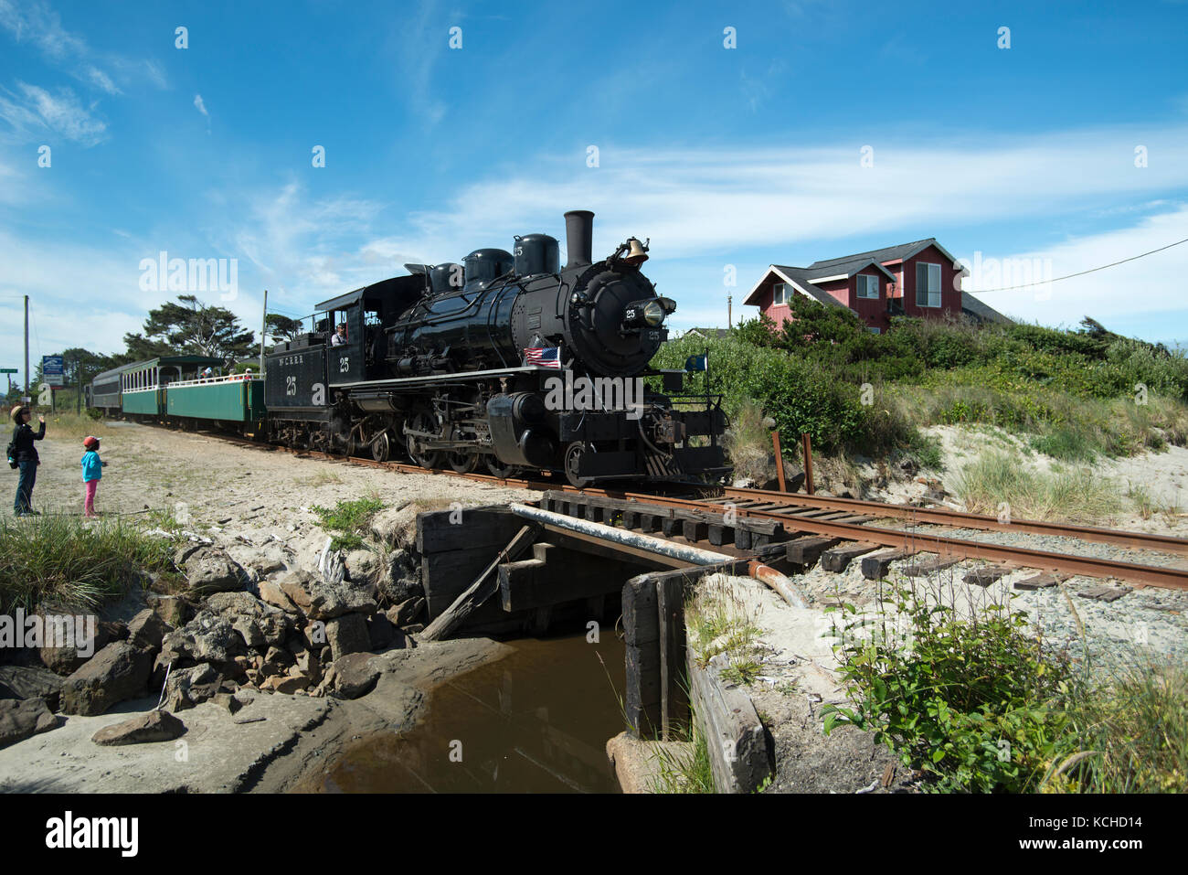 Oregon Coast Scenic Railroad in Rockaway Beach, Oregon, USA Stock Photo