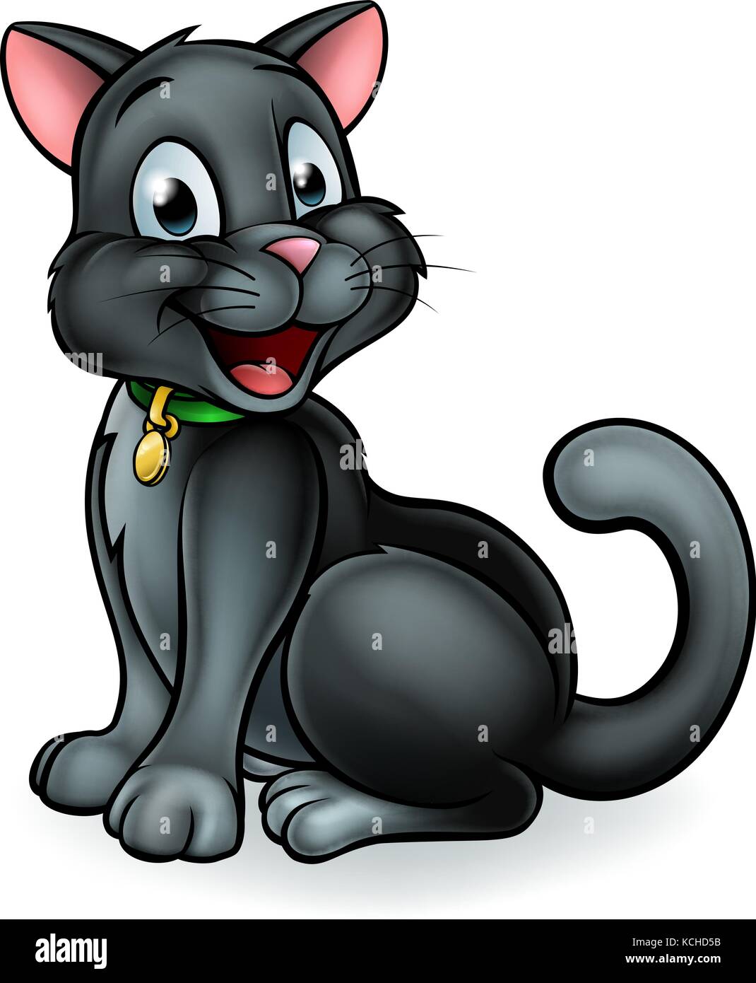 Black Cat Cartoon Character Stock Vector