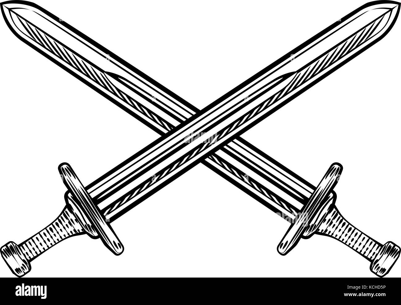 Crossed Swords Retro Style Stock Vector