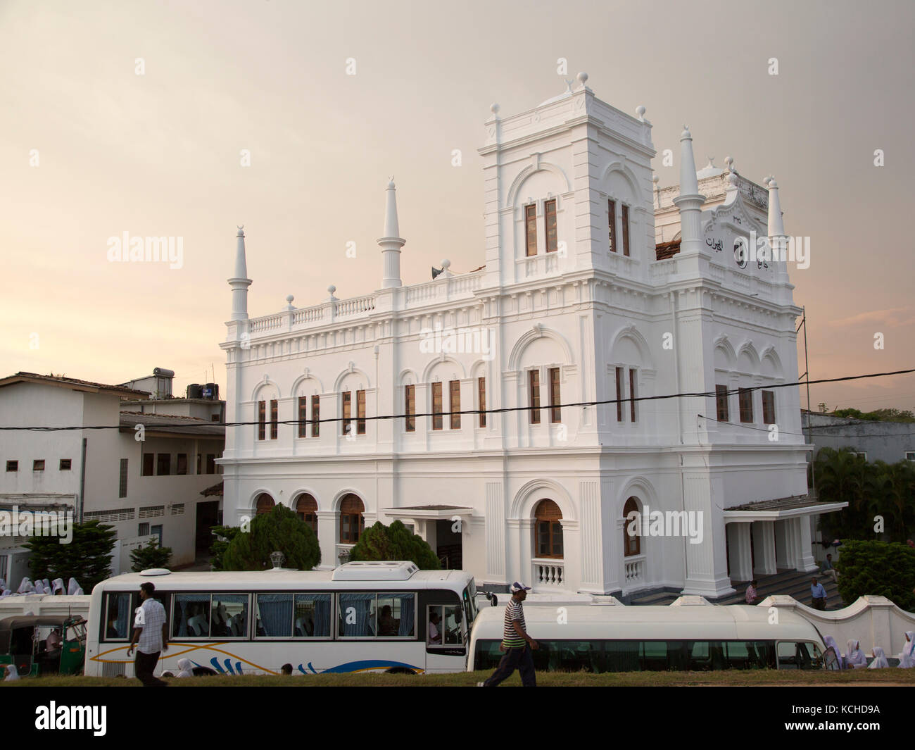 White Meeran Jumma mosque building in the historic town of Galle, Sri Lanka, Asia Stock Photo