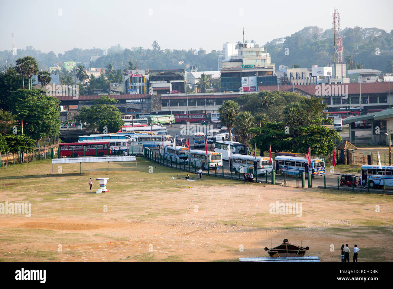 Bus station in town centre of Galle, Sri Lanka, Asia looking south Stock Photo
