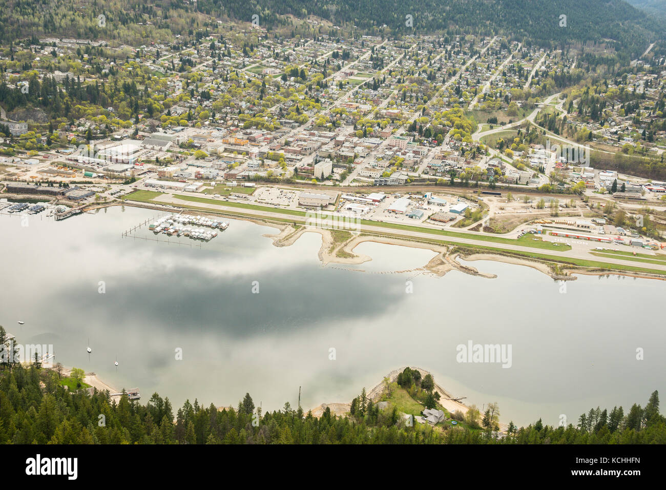 Nelson, British Columbia in spring as viewed from Pulpit rock Stock Photo