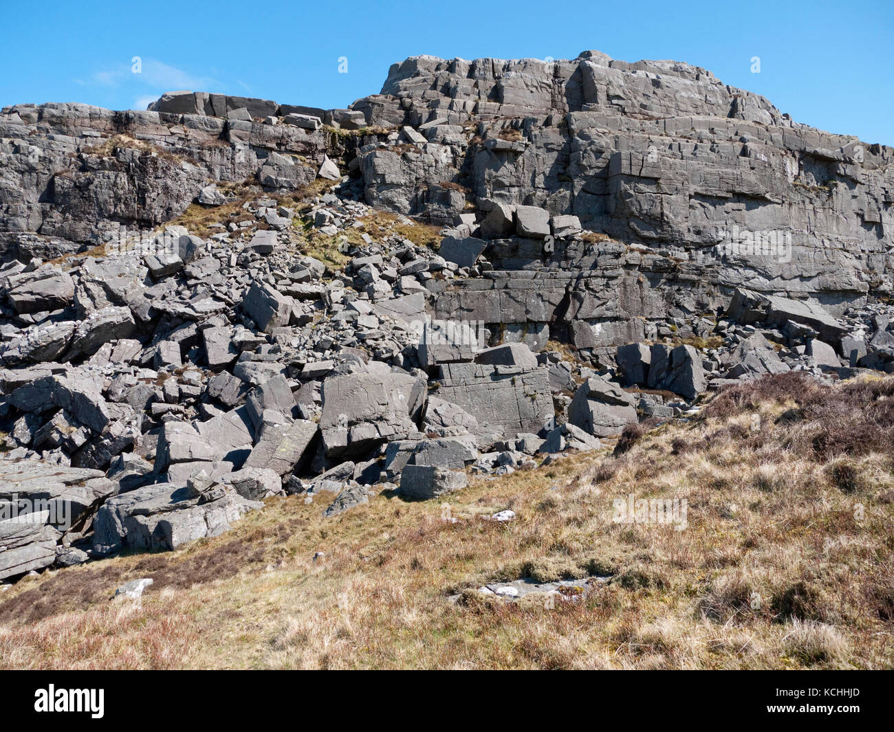 The rocky summit of Foel Penolau in the north of the Rhinog range of ...