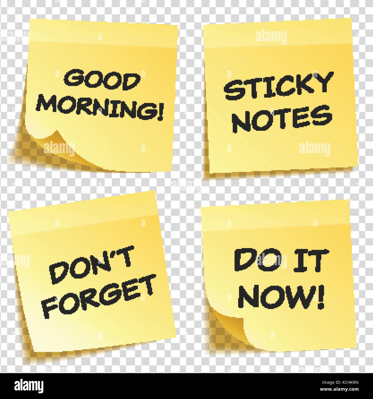 Sticky note with text and shadow isolated on transparent background set ...