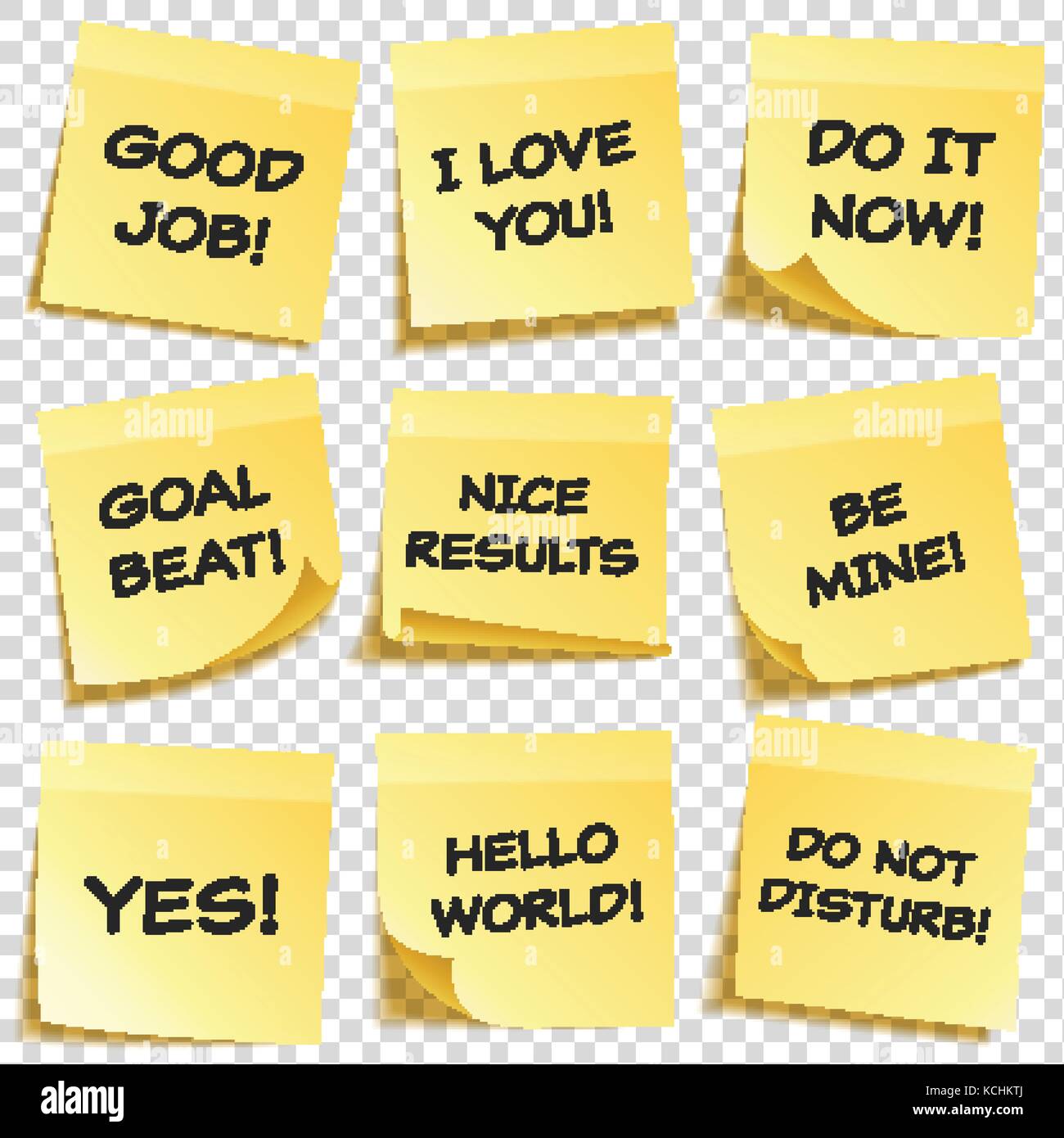 Sticky note with text and shadow isolated on transparent background set ...