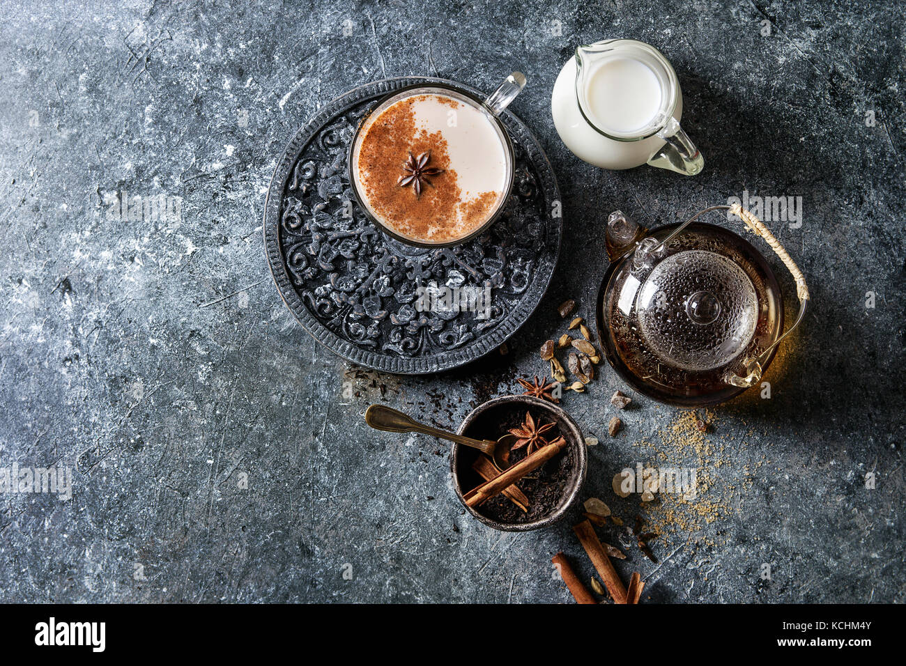 Masala chai with ingredients Stock Photo Alamy