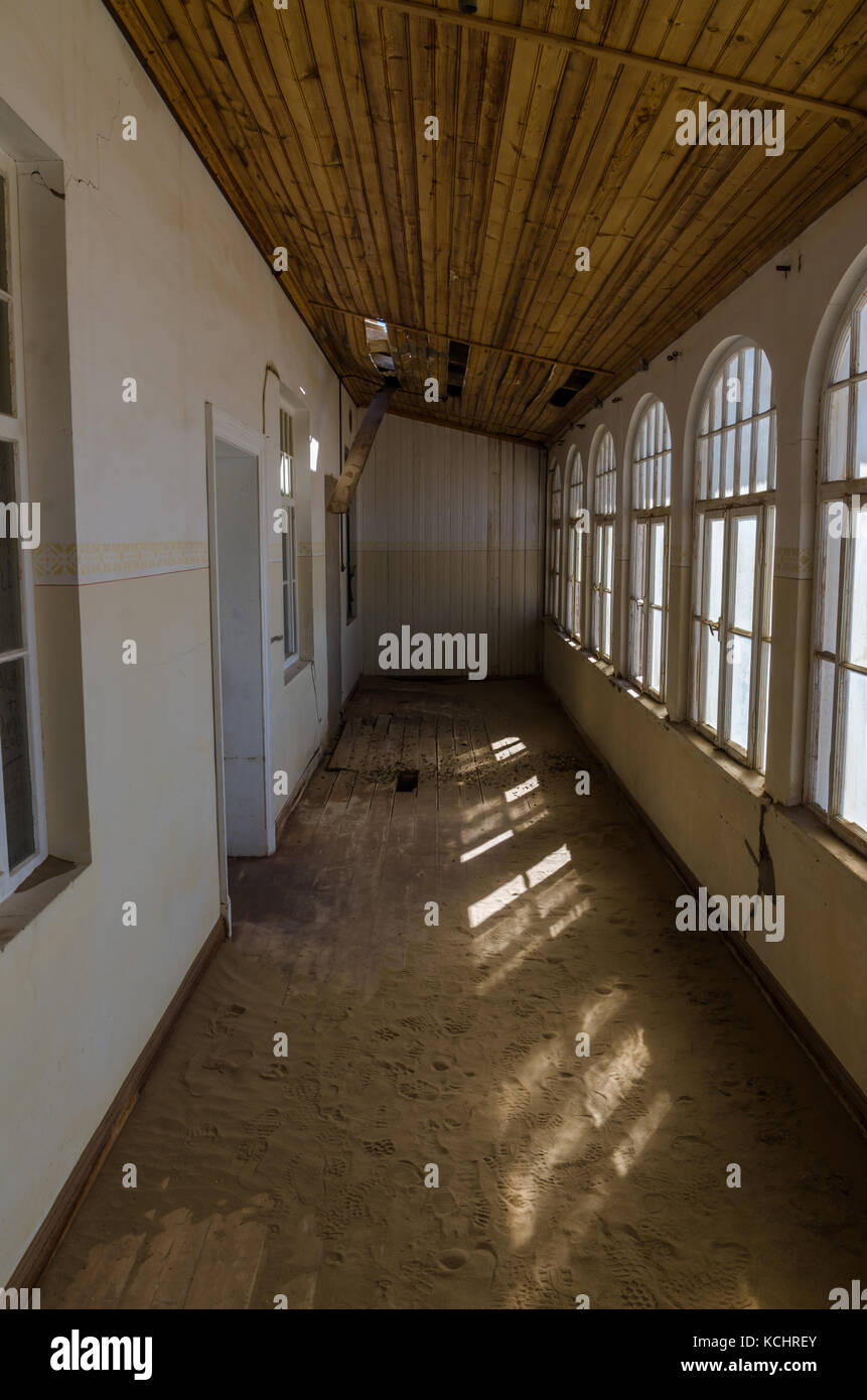 Ruins of once prosperous German mining town Kolmanskop in the Namib