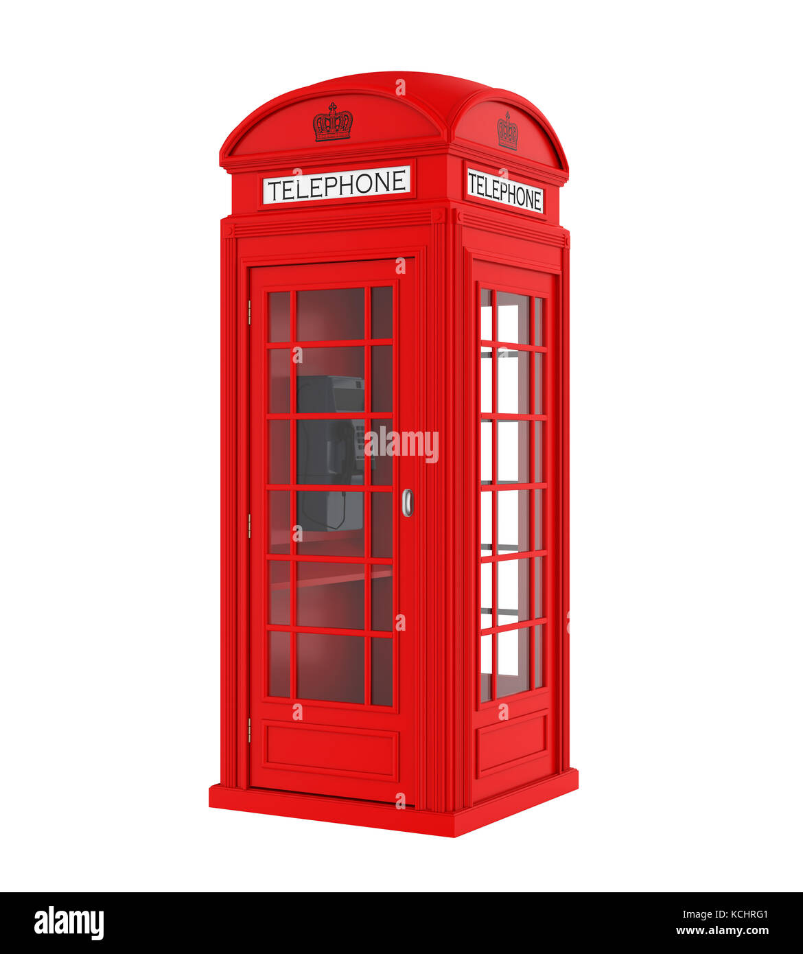 British Red Telephone Booth Isolated Stock Photo